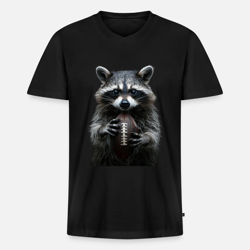 Waschbär - Männer Premium Bio T-Shirt mit V-Ausschnitt - Schwarz