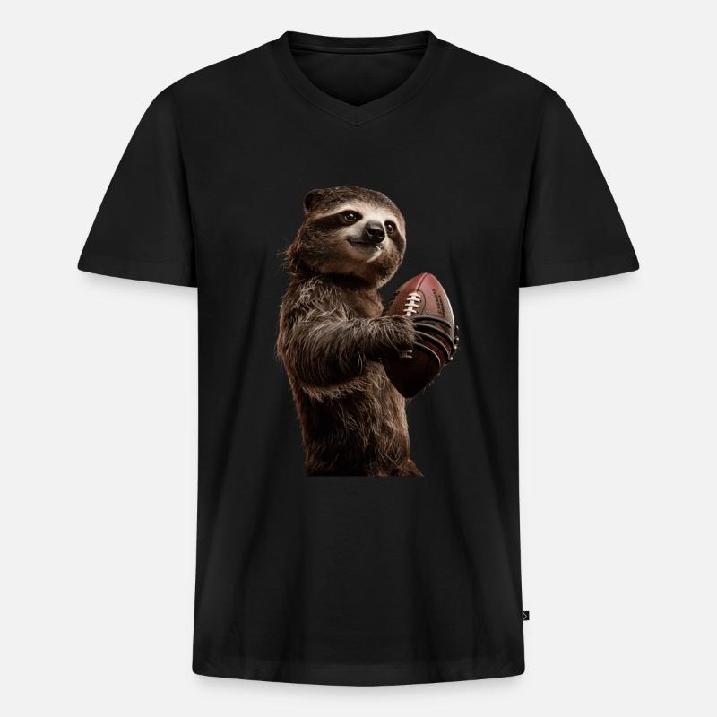 Faultier - Männer Premium Bio T-Shirt mit V-Ausschnitt - Schwarz