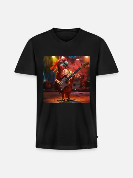 Parrot - Men's Premium Organic T-shirt with V-neck - black