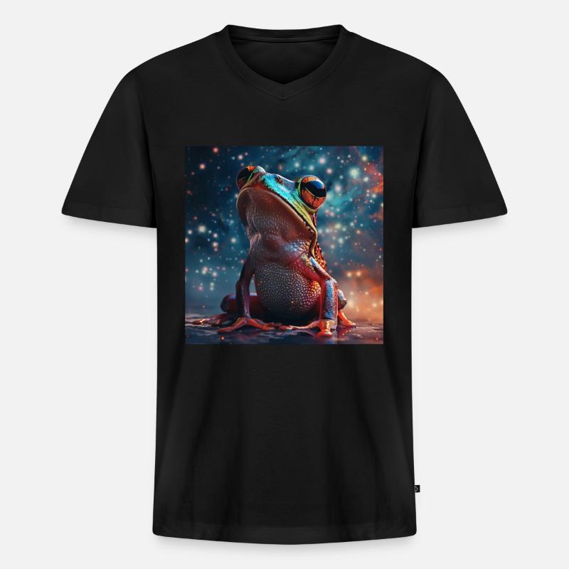 Frosch - Männer Premium Bio T-Shirt mit V-Ausschnitt - Schwarz
