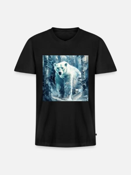 Polar bear - Men's Premium Organic T-shirt with V-neck - black