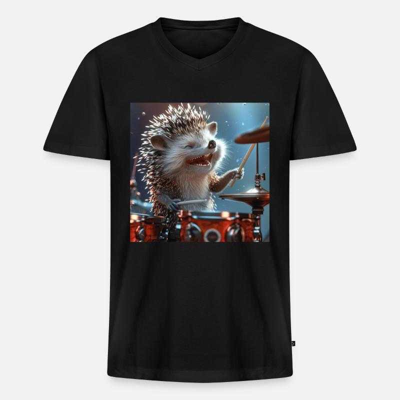 Igel - Männer Premium Bio T-Shirt mit V-Ausschnitt - Schwarz