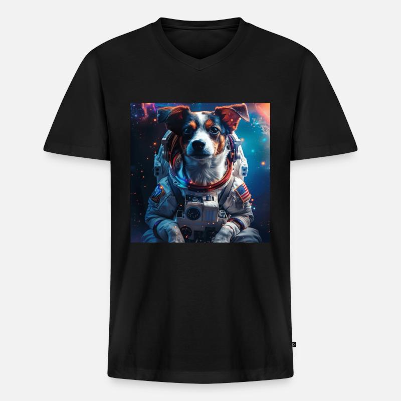 Hund - Männer Premium Bio T-Shirt mit V-Ausschnitt - Schwarz