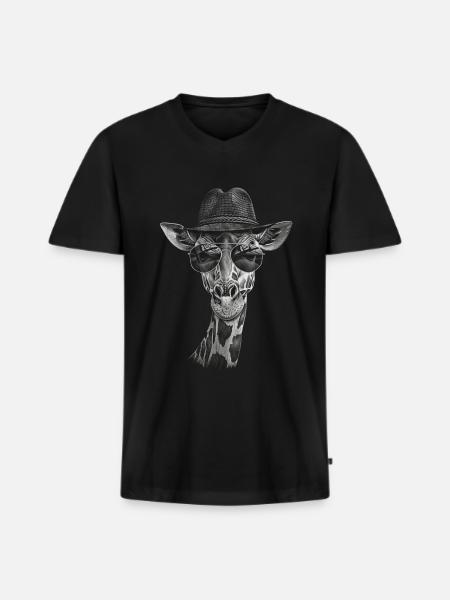 Giraffe - Men's Premium Organic T-shirt with V-neck - black