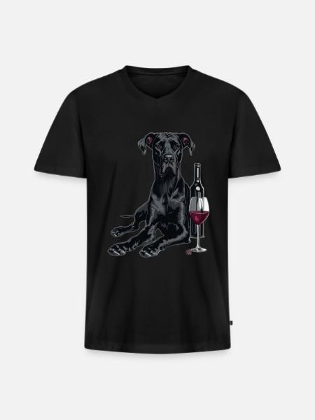 Great Dane - Men's Premium Organic T-shirt with V-neck - black