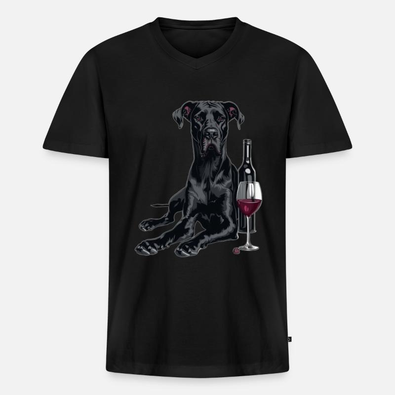 Deutsche Dogge - Männer Premium Bio T-Shirt mit V-Ausschnitt - Schwarz