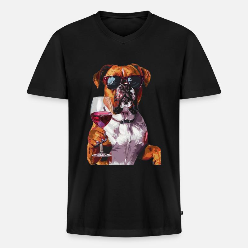 Boxer - Männer Premium Bio T-Shirt mit V-Ausschnitt - Schwarz