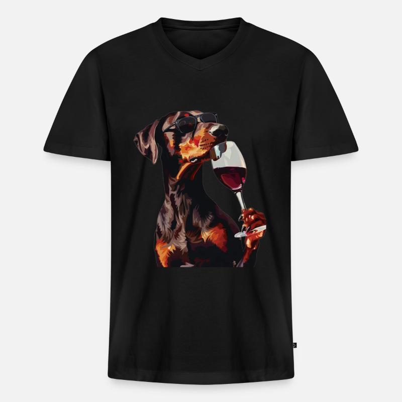 Dobermann - Männer Premium Bio T-Shirt mit V-Ausschnitt - Schwarz