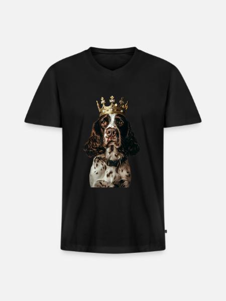 English Springer Spaniel - Men's Premium Organic T-shirt with V-neck - black