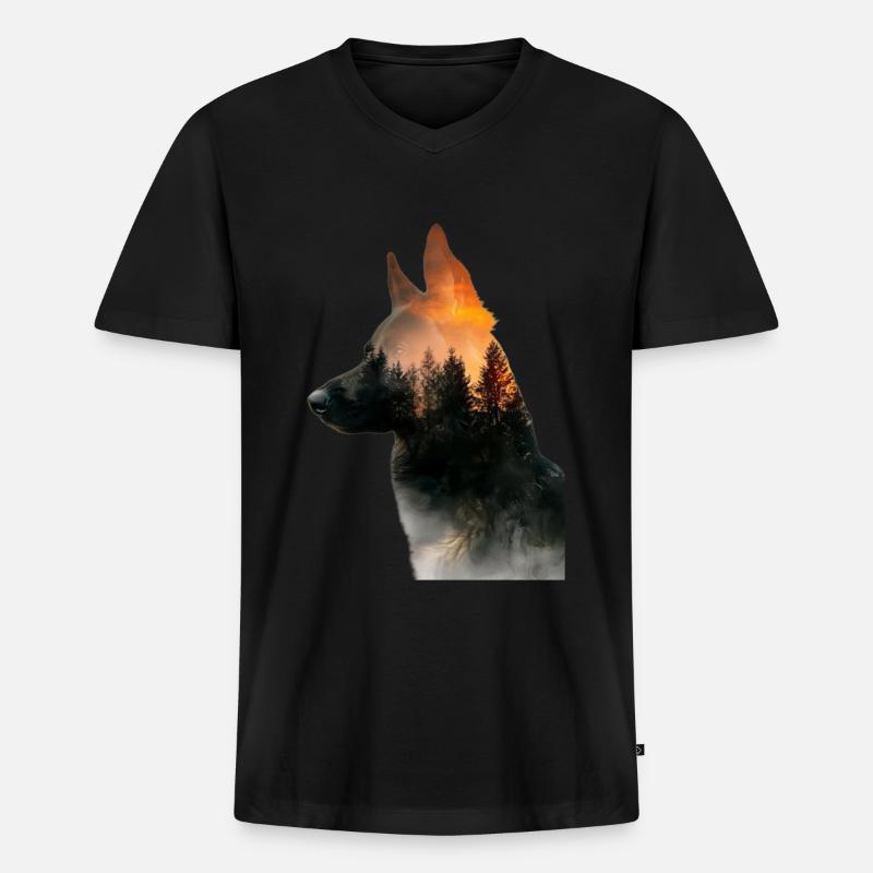 Deutscher Schäferhund - Männer Premium Bio T-Shirt mit V-Ausschnitt - Schwarz