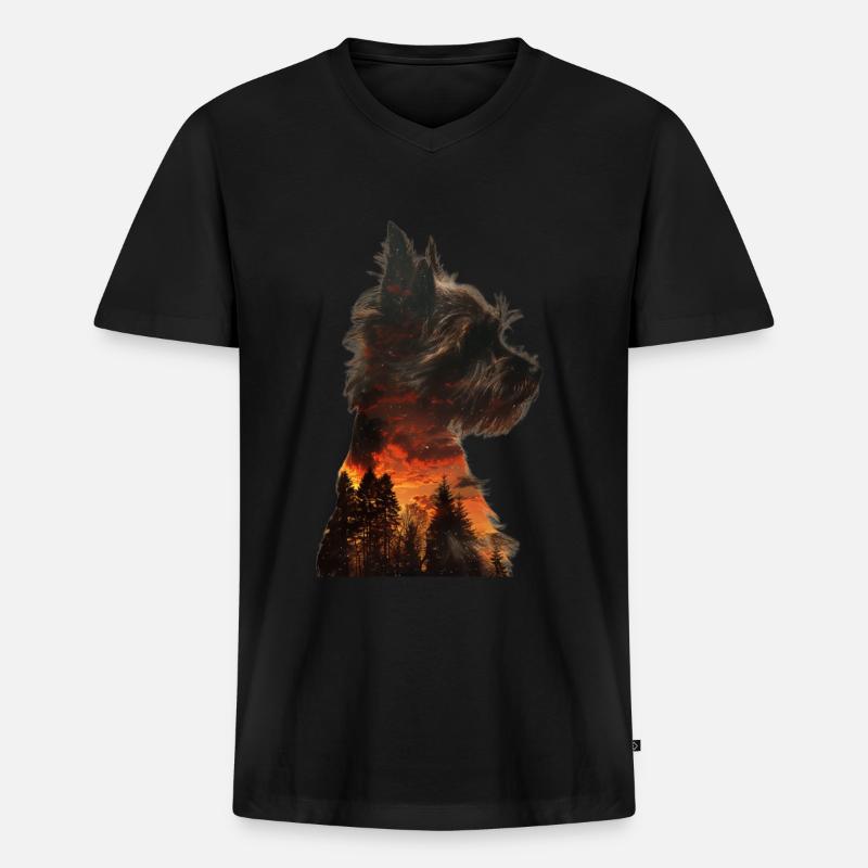 Yorkshire Terrier - Männer Premium Bio T-Shirt mit V-Ausschnitt - Schwarz