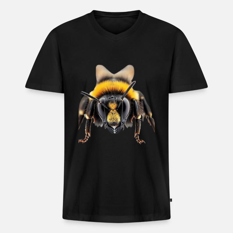 Biene - Männer Premium Bio T-Shirt mit V-Ausschnitt - Schwarz
