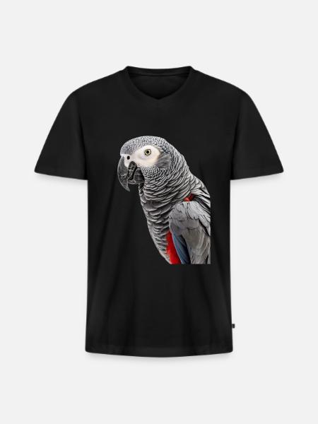 African Grey - Men's Premium Organic T-shirt with V-neck - black