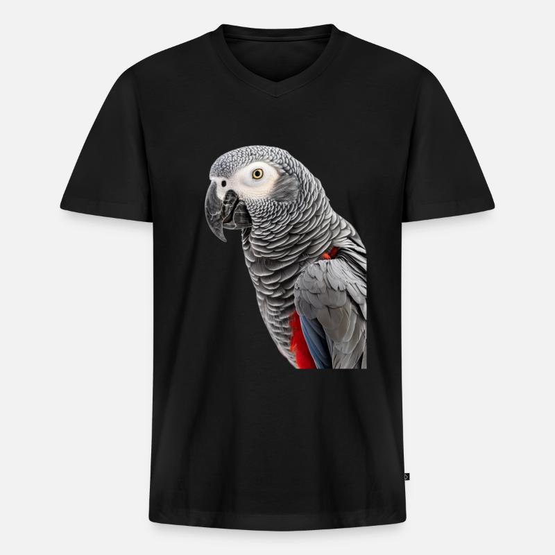Afrikanisches Grau - Männer Premium Bio T-Shirt mit V-Ausschnitt - Schwarz