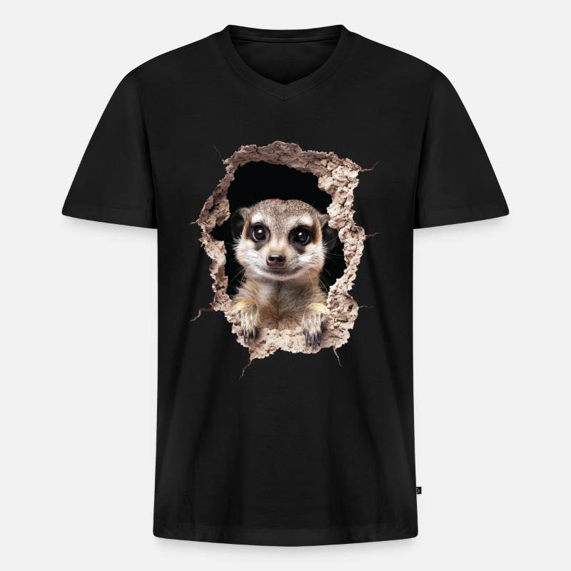Erdmännchen - Männer Premium Bio T-Shirt mit V-Ausschnitt - Schwarz