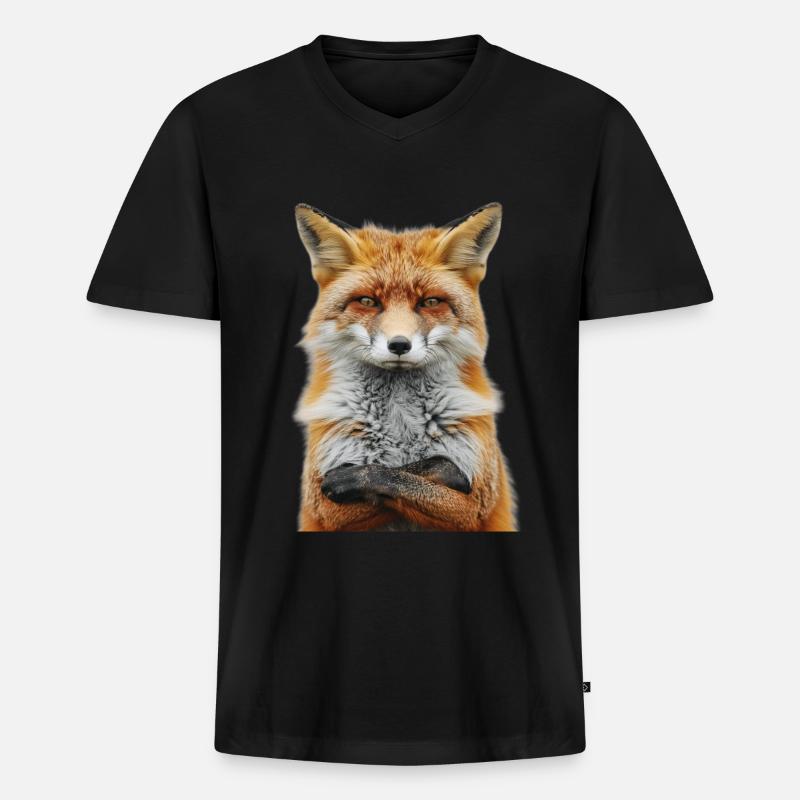 Fuchs - Männer Premium Bio T-Shirt mit V-Ausschnitt - Schwarz