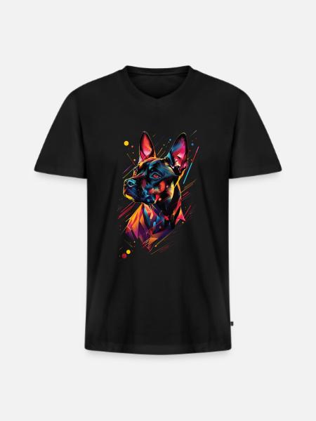 Chien - T-shirt encolure en V Premium bio Homme - noir