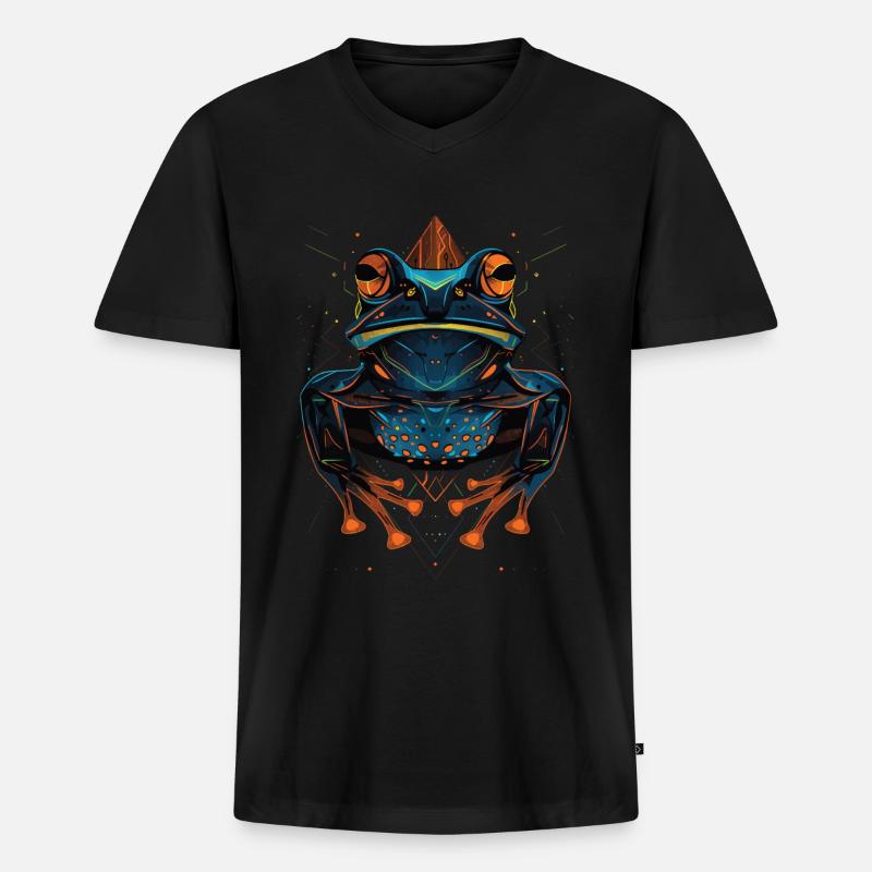 Frosch - Männer Premium Bio T-Shirt mit V-Ausschnitt - Schwarz