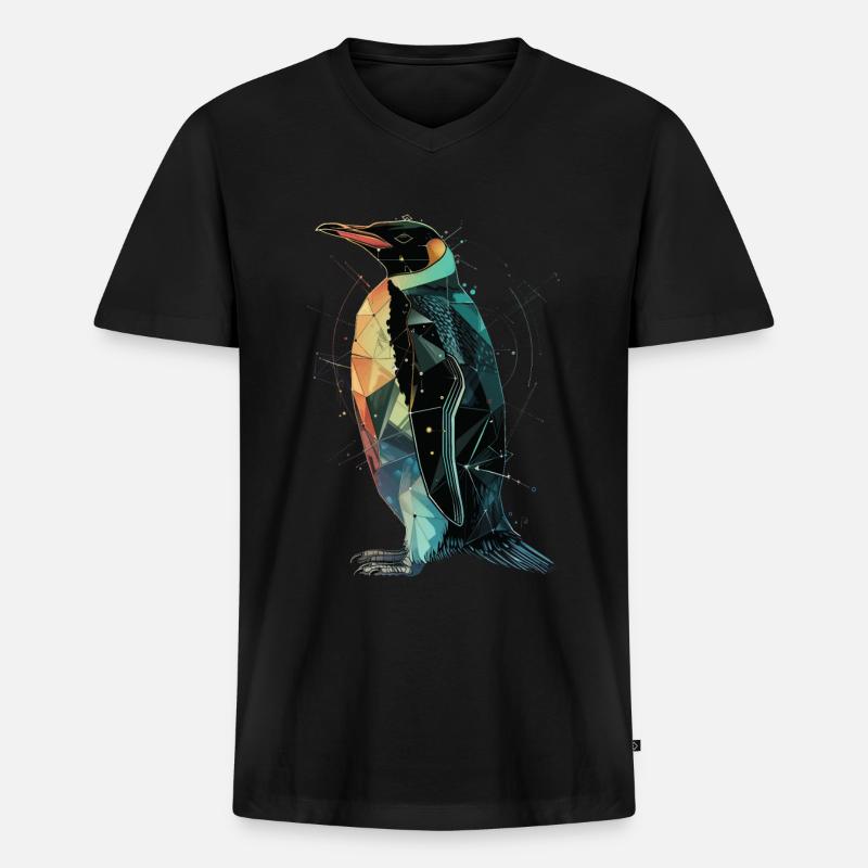 Pinguin - Männer Premium Bio T-Shirt mit V-Ausschnitt - Schwarz