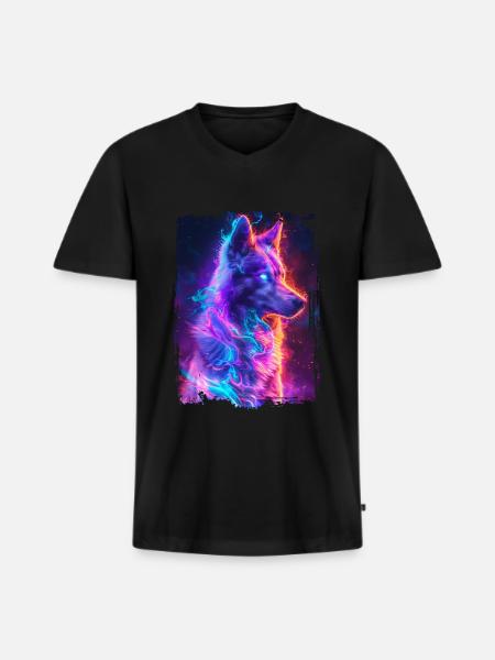Chien - T-shirt encolure en V Premium bio Homme - noir
