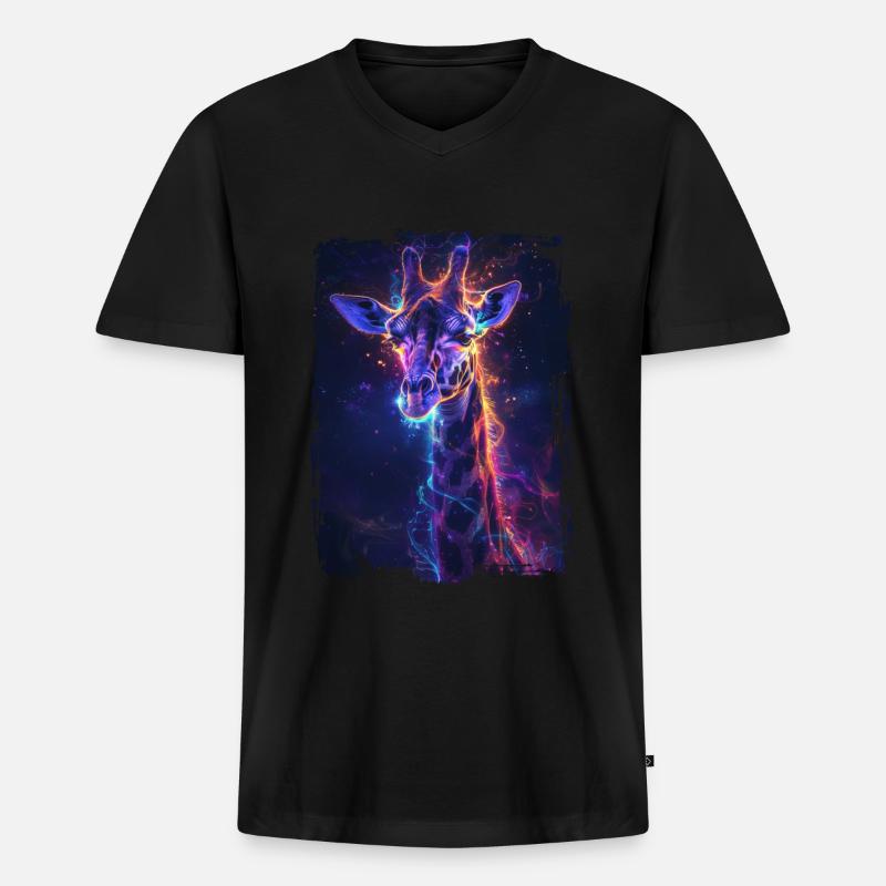 Giraffe - Männer Premium Bio T-Shirt mit V-Ausschnitt - Schwarz