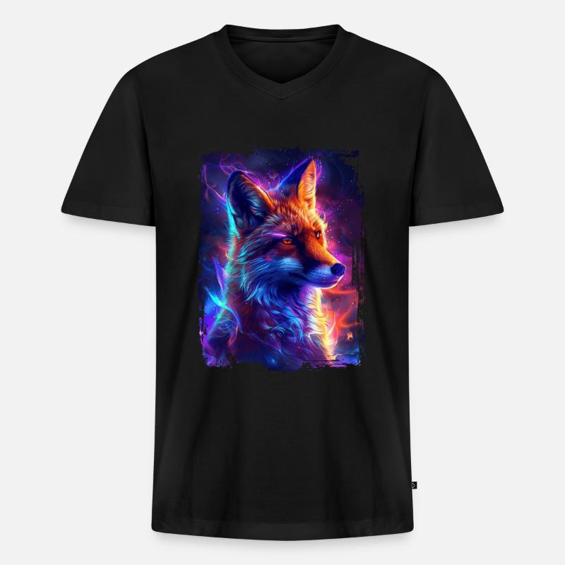 Fuchs - Männer Premium Bio T-Shirt mit V-Ausschnitt - Schwarz