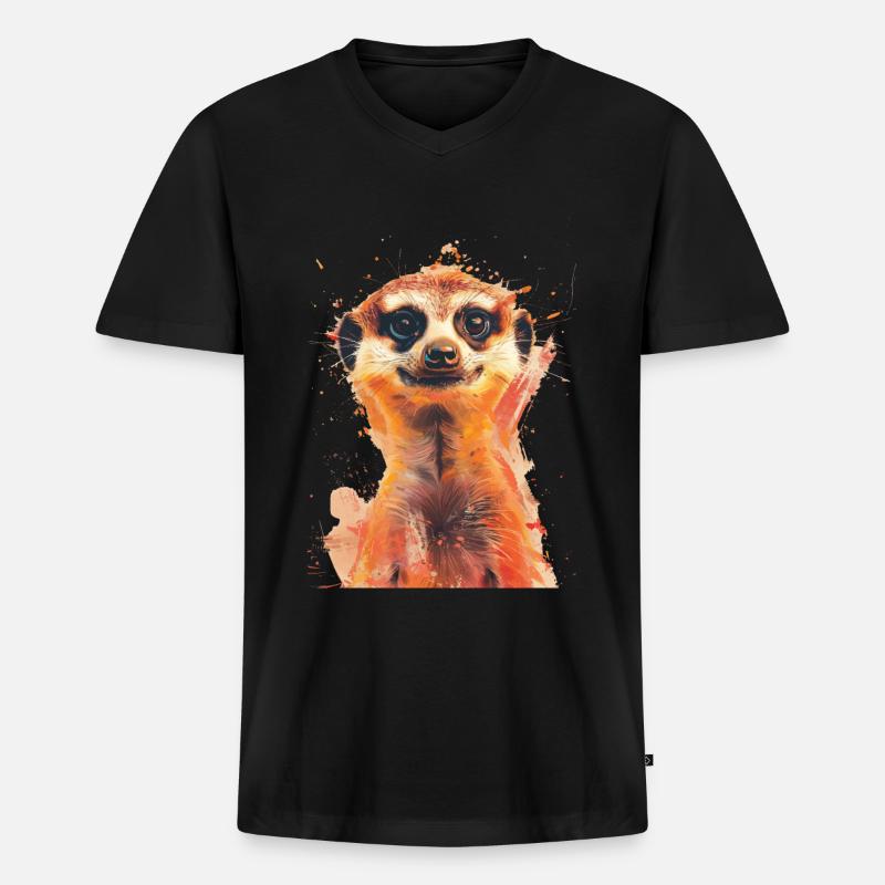 Erdmännchen - Männer Premium Bio T-Shirt mit V-Ausschnitt - Schwarz