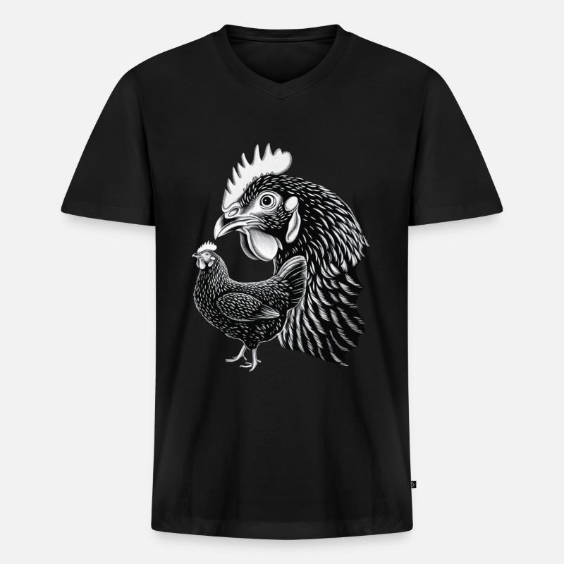 Huhn - Männer Premium Bio T-Shirt mit V-Ausschnitt - Schwarz