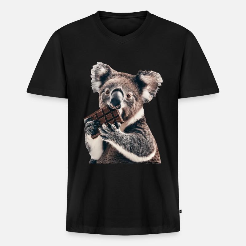 Koala - Männer Premium Bio T-Shirt mit V-Ausschnitt - Schwarz