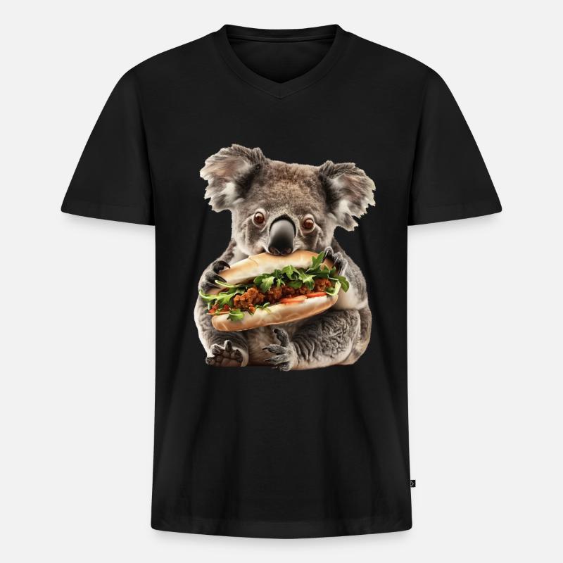 Koala - Männer Premium Bio T-Shirt mit V-Ausschnitt - Schwarz