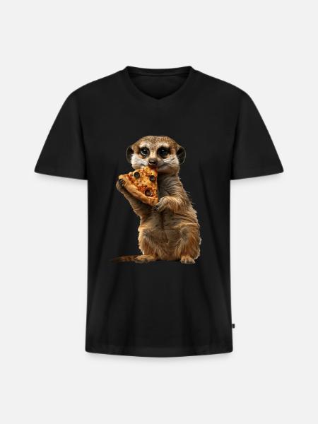 Erdmännchen - Männer Premium Bio T-Shirt mit V-Ausschnitt - Schwarz