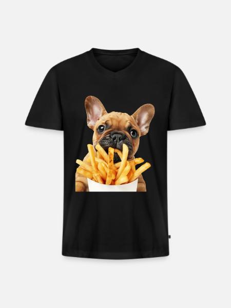 Chien - T-shirt encolure en V Premium bio Homme - noir