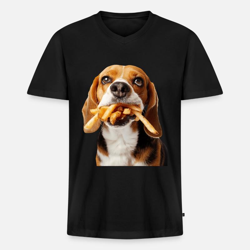 Beagle - Männer Premium Bio T-Shirt mit V-Ausschnitt - Schwarz
