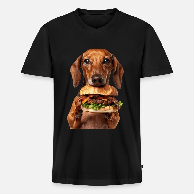 Dackel - Männer Premium Bio T-Shirt mit V-Ausschnitt - Schwarz