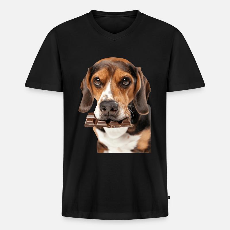 Beagle - Männer Premium Bio T-Shirt mit V-Ausschnitt - Schwarz