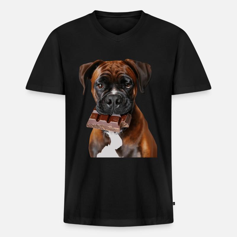 Boxer - Männer Premium Bio T-Shirt mit V-Ausschnitt - Schwarz