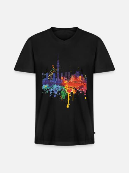 Handa - T-shirt encolure en V Premium bio Homme - noir