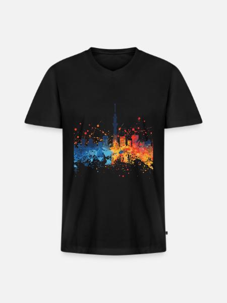 Kisarazu - T-shirt encolure en V Premium bio Homme - noir