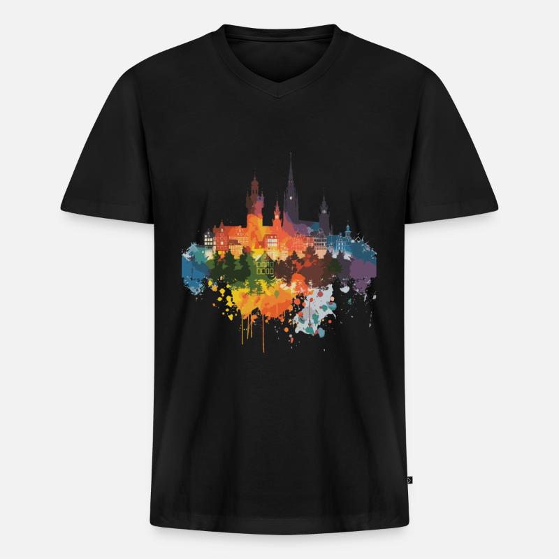 Midden-Groningen - Männer Premium Bio T-Shirt mit V-Ausschnitt - Schwarz