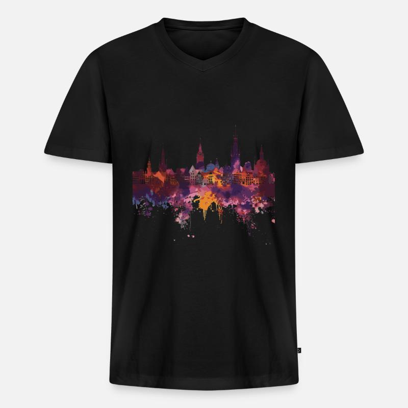 Maastricht - Männer Premium Bio T-Shirt mit V-Ausschnitt - Schwarz