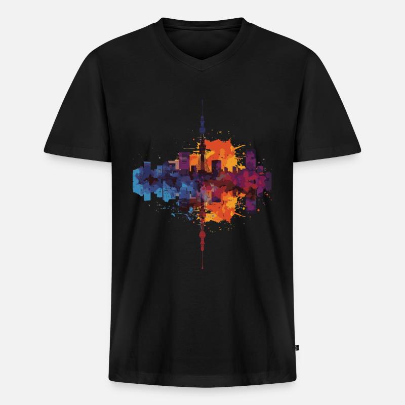 Tōkai - Männer Premium Bio T-Shirt mit V-Ausschnitt - Schwarz