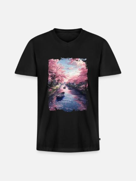 Japan - Männer Premium Bio T-Shirt mit V-Ausschnitt - Schwarz