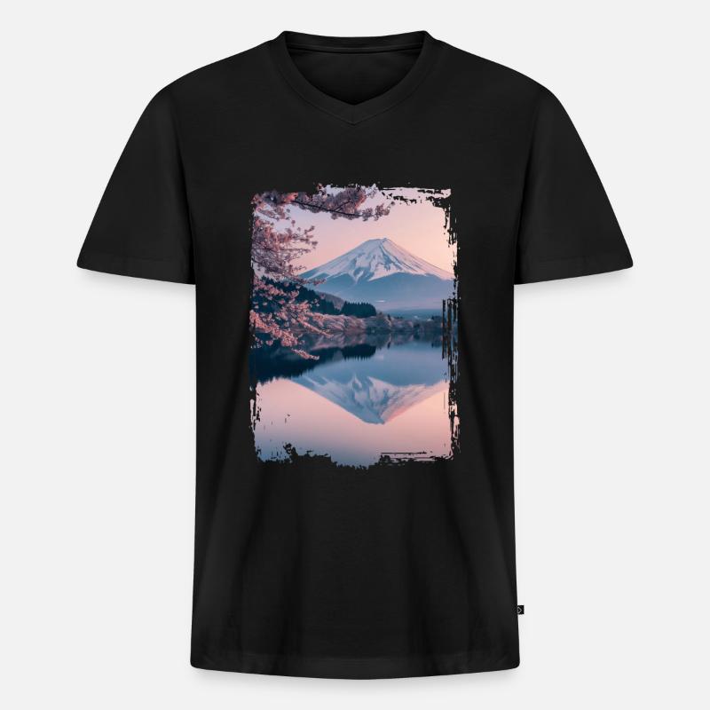 Japan - Männer Premium Bio T-Shirt mit V-Ausschnitt - Schwarz
