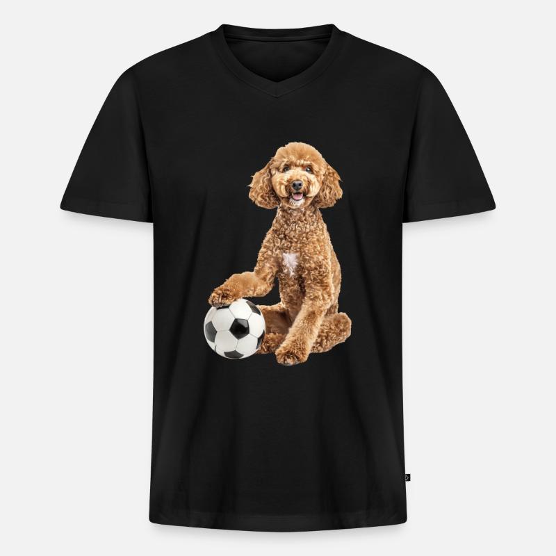 Pudel - Männer Premium Bio T-Shirt mit V-Ausschnitt - Schwarz