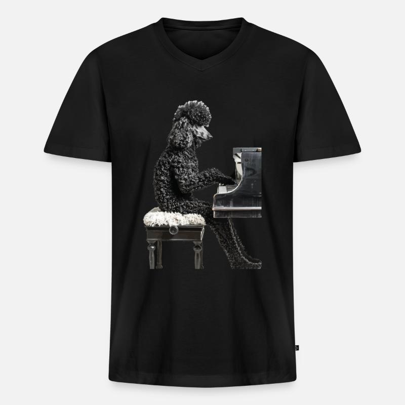 Pudel - Männer Premium Bio T-Shirt mit V-Ausschnitt - Schwarz