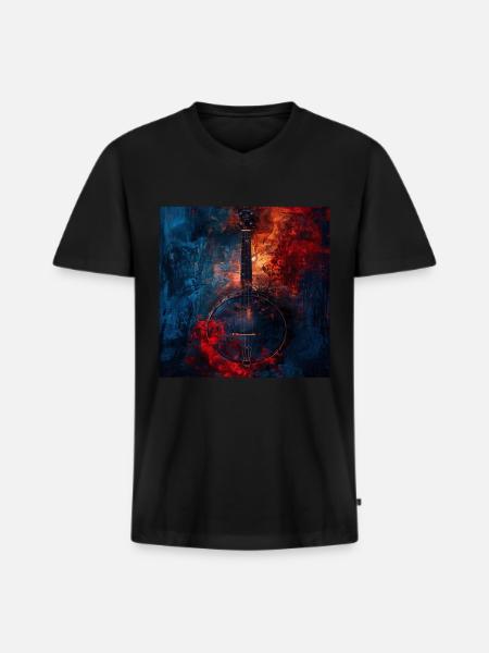 Banjo - Men's Premium Organic T-shirt with V-neck - black