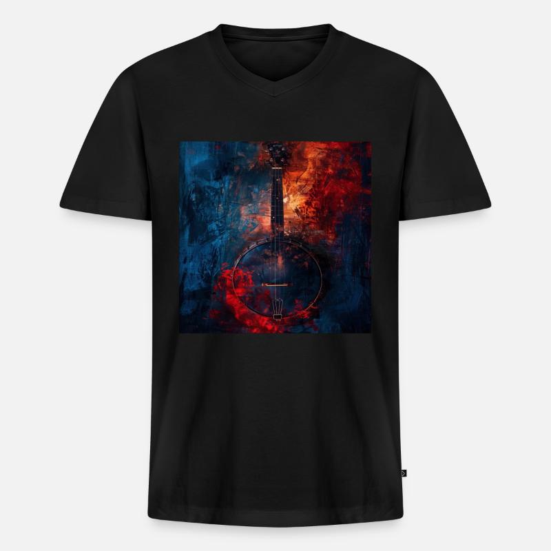 Banjo - Männer Premium Bio T-Shirt mit V-Ausschnitt - Schwarz