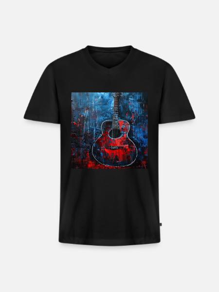 Guitare - T-shirt encolure en V Premium bio Homme - noir