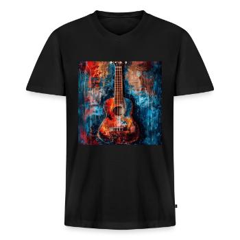 Ukulele - Männer Premium Bio T-Shirt mit V-Ausschnitt - Schwarz - Vorne - Nico (187cm)