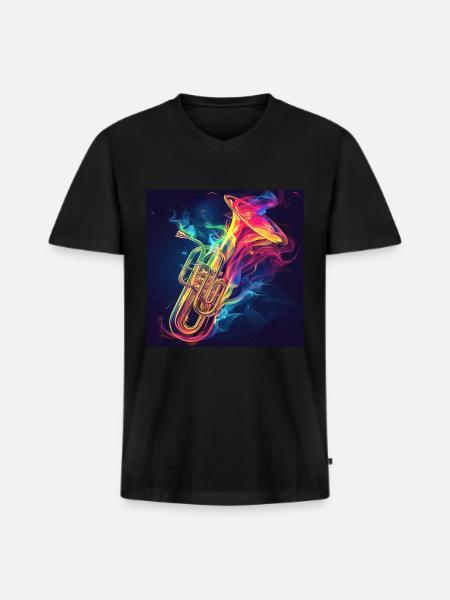 Tuba - Männer Premium Bio T-Shirt mit V-Ausschnitt - Schwarz